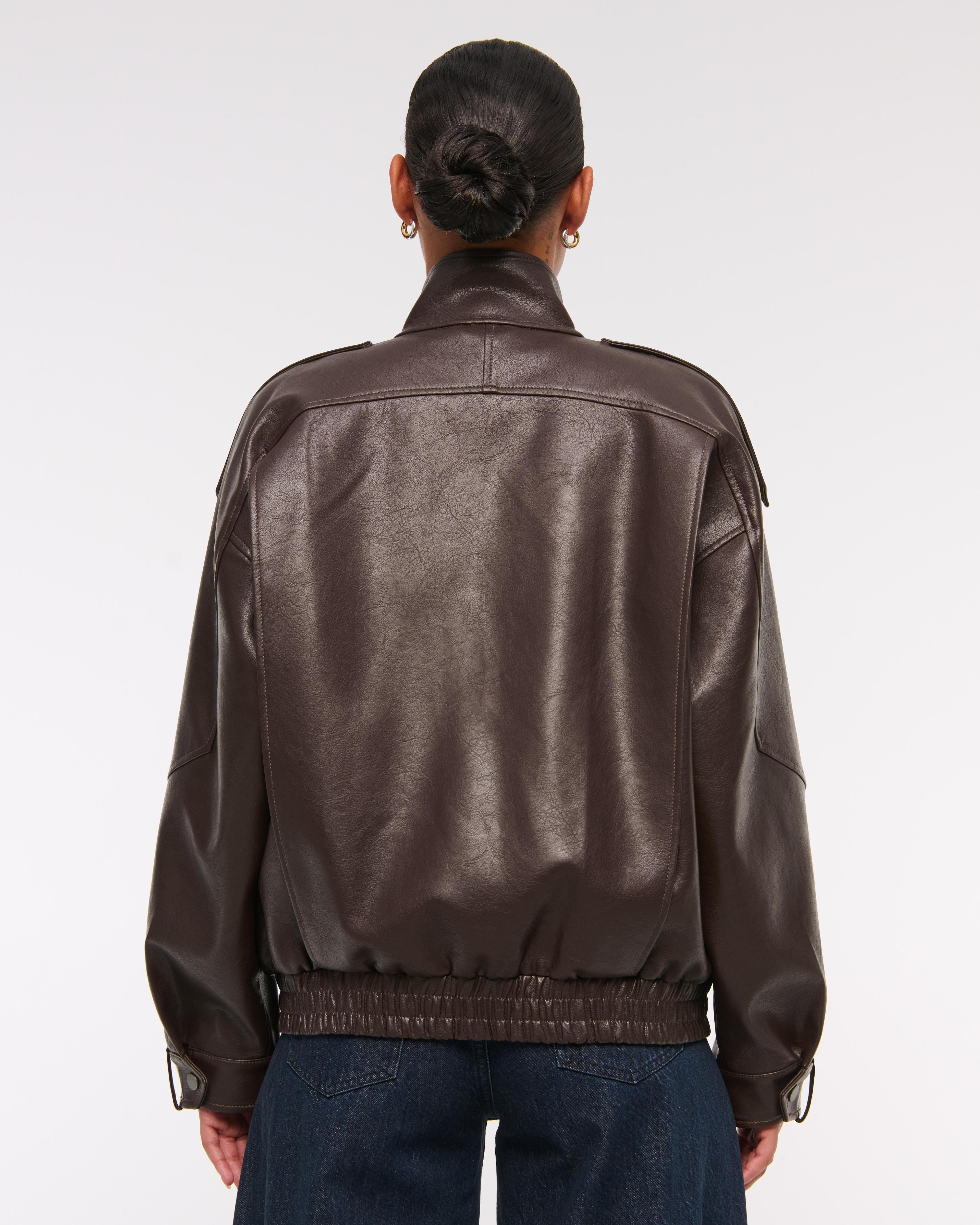 Vegan Leather Bomber Jacket Product Image