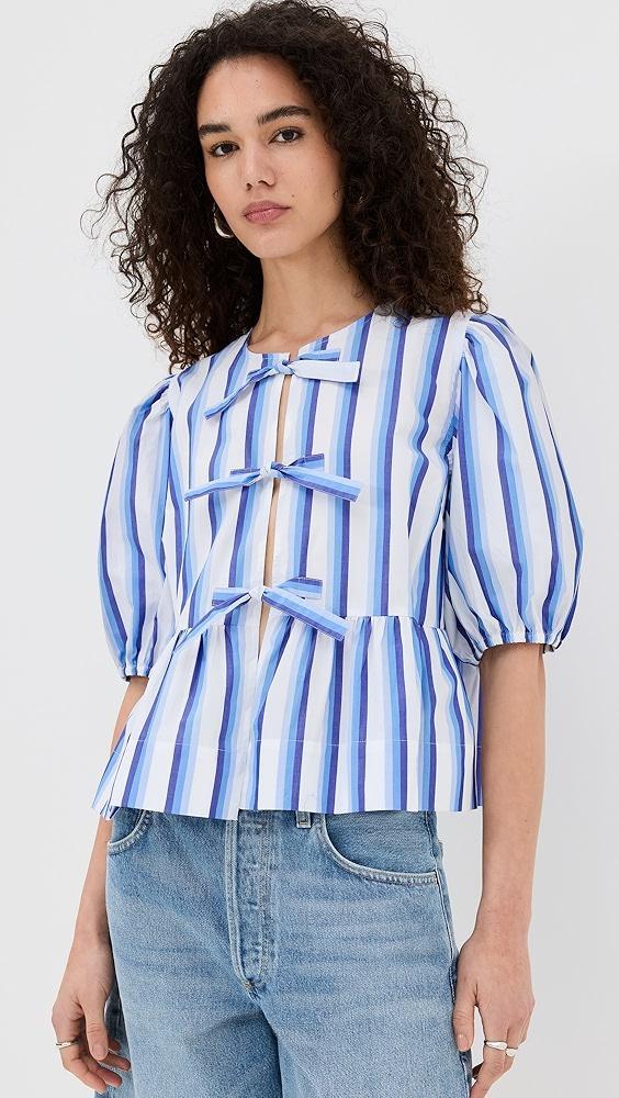 GANNI Striped Peplum Tie Blouse | Shopbop product image