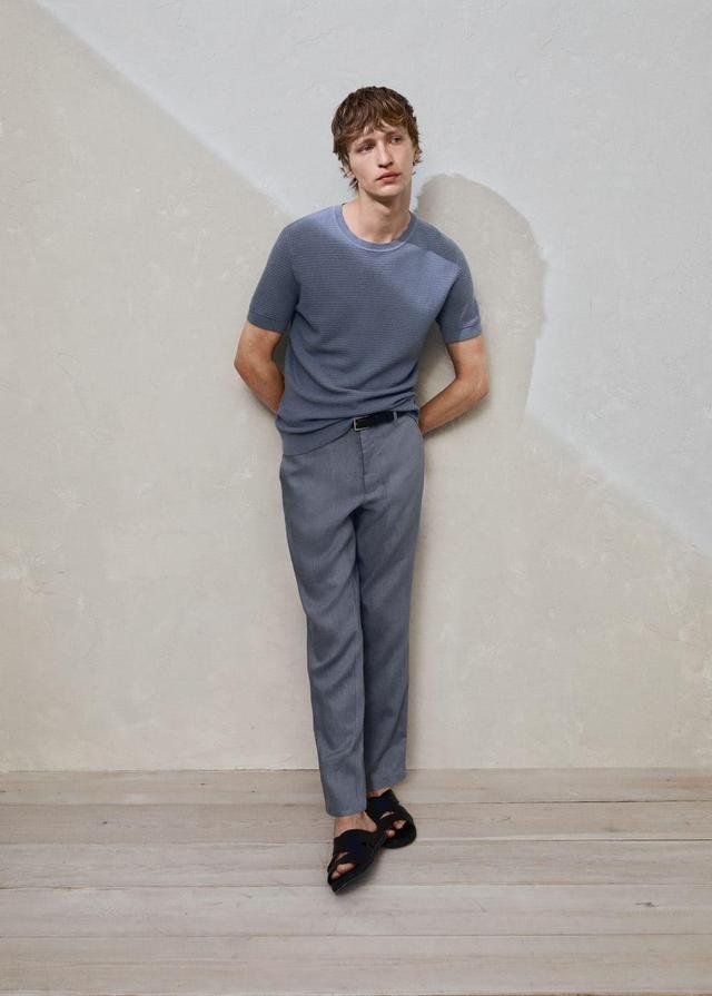 MANGO MAN - Slim-fit 100% linen pants sky blueMen Product Image