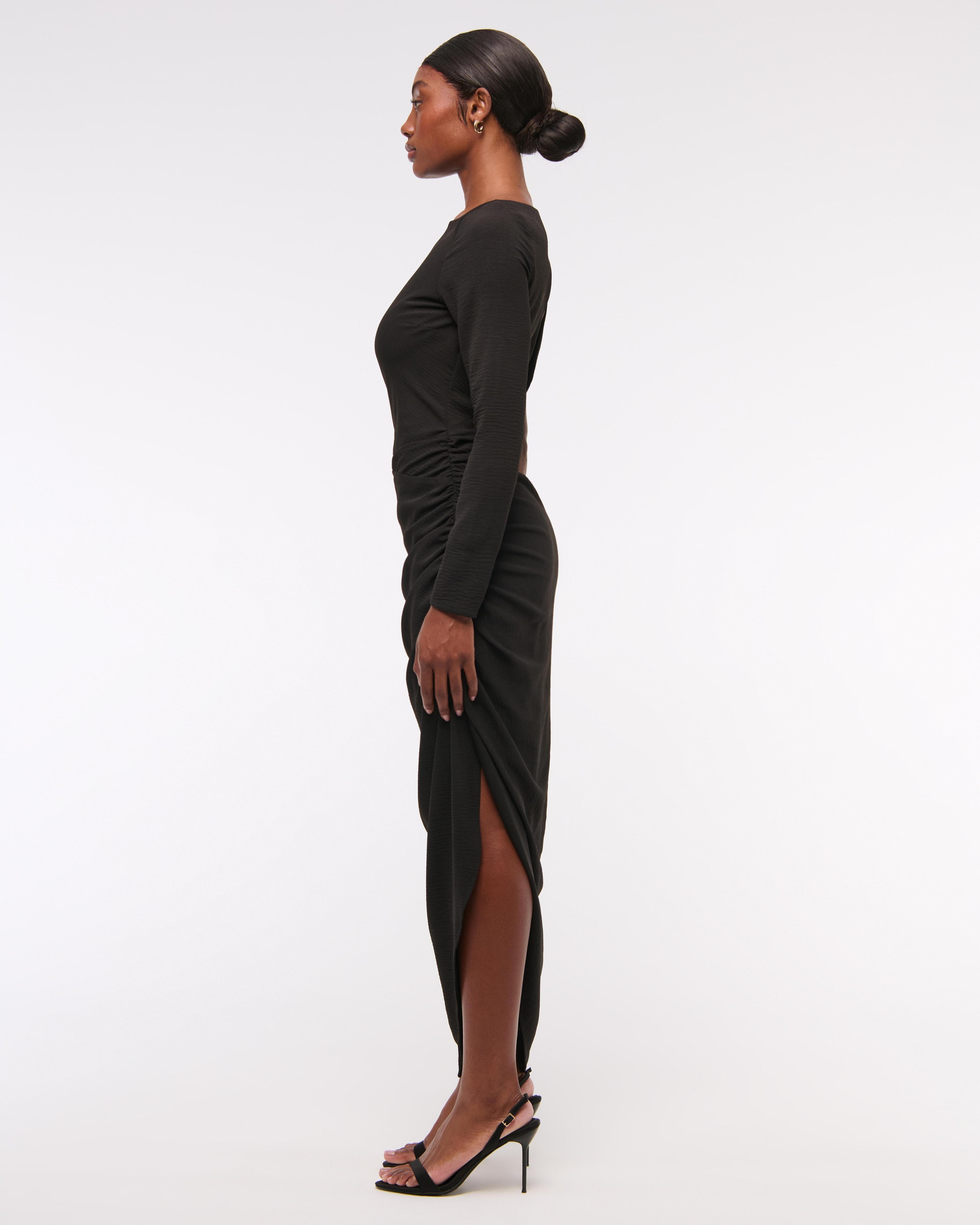 One-Sleeve Draped Midi Dress Product Image