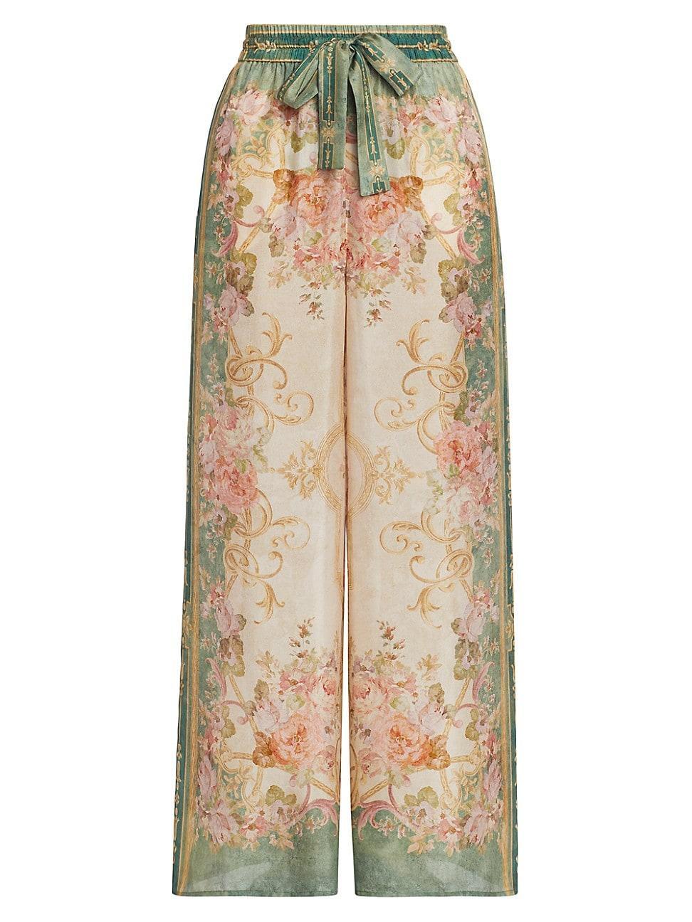 Womens August Printed Silk Wide-Leg Pants Product Image