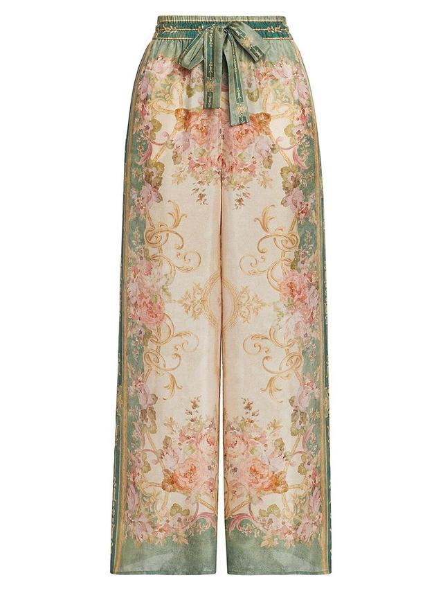 Womens August Printed Silk Wide-Leg Pants Product Image