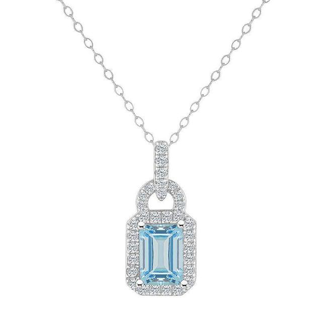 Macys Topaz (1/4 ct. t.w.) Halo Pendant Necklace in Sterling Silver Product Image