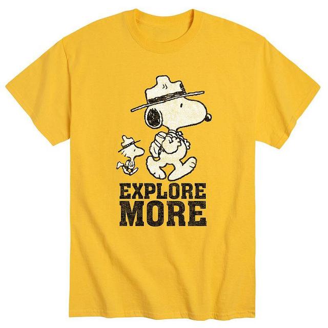 Mens Peanuts Snoopy Explore More Tee Yellow Product Image