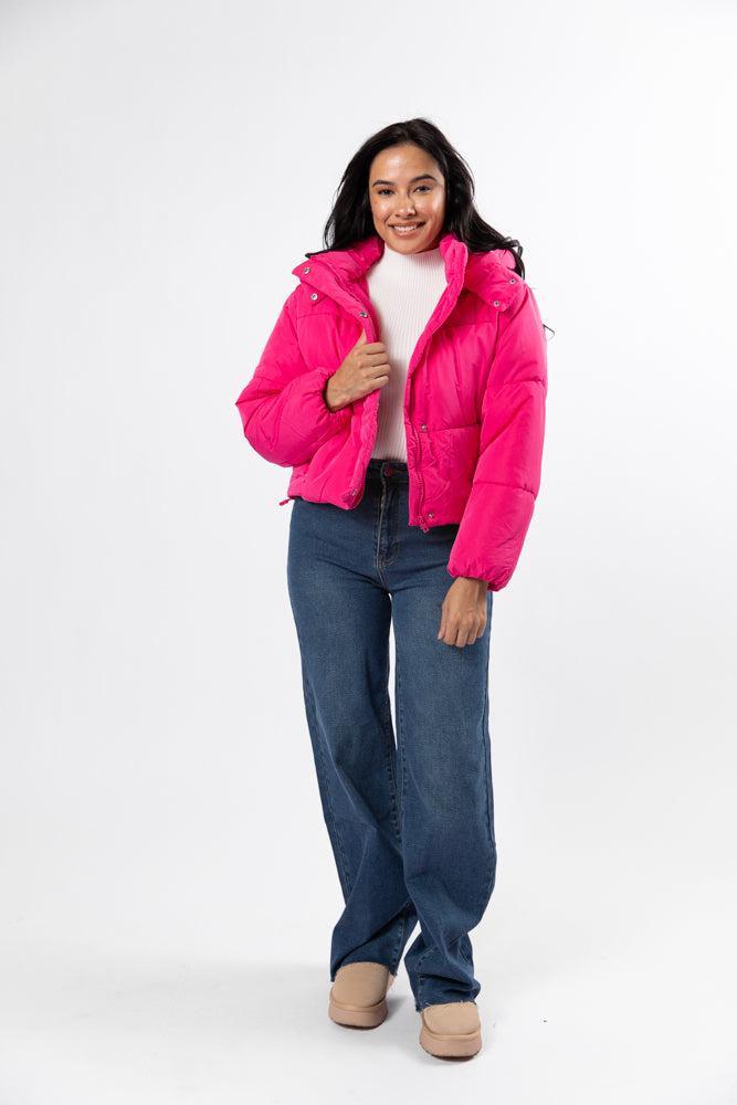 Called It Fuchsia Hooded Puffer Jacket Product Image