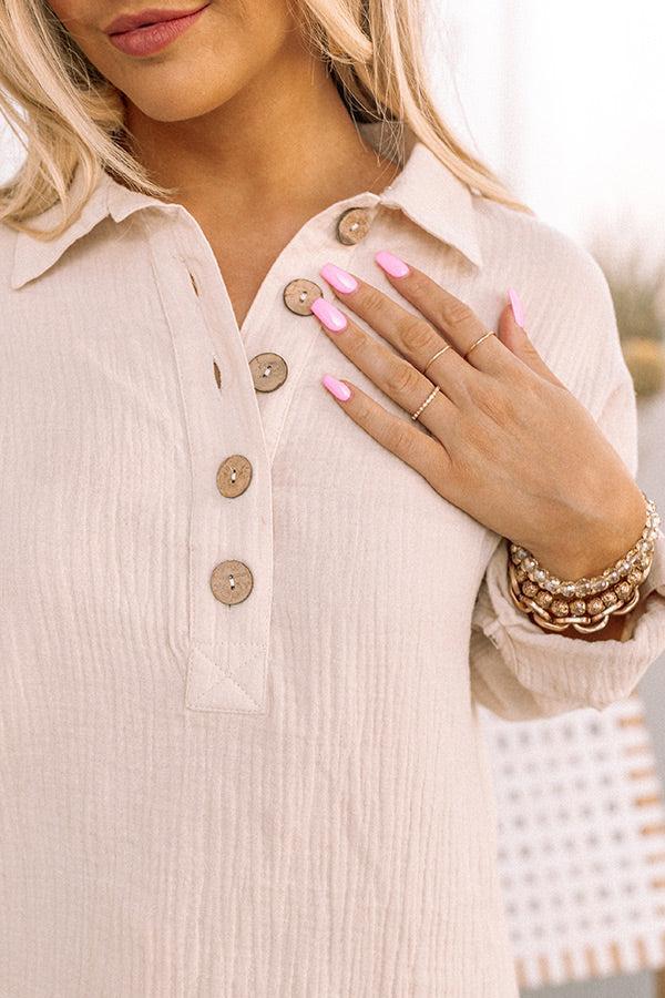 Cozy Reputation Shift Top In Light Beige Product Image