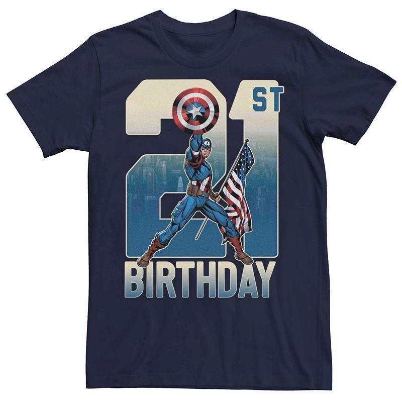 Mens Captain America 21st Birthday Tee Blue Product Image