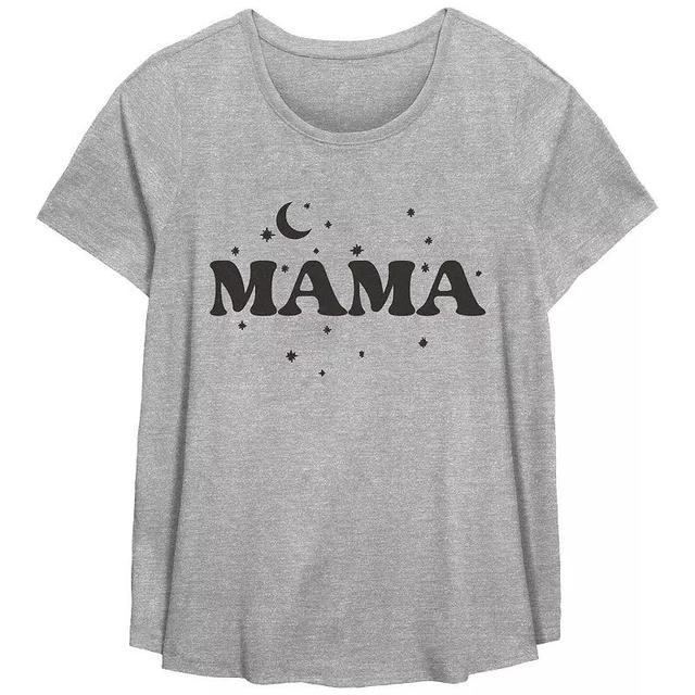 Plus Size Mama Scoop Hem Flow Graphic Tee, Womens Grey Gray Product Image