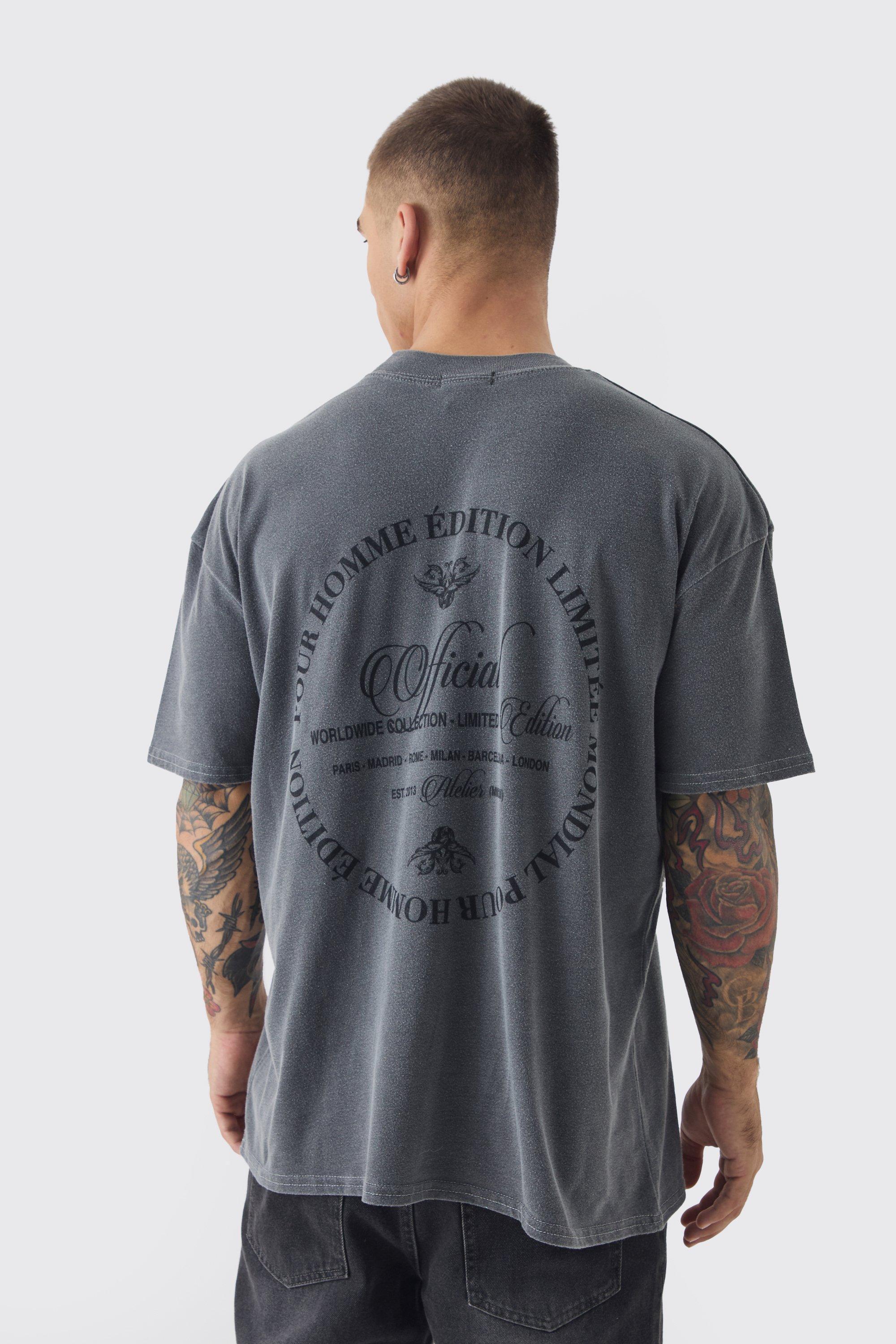 Oversized Official Text Graphic Washed T-Shirt | boohooMAN USA Product Image