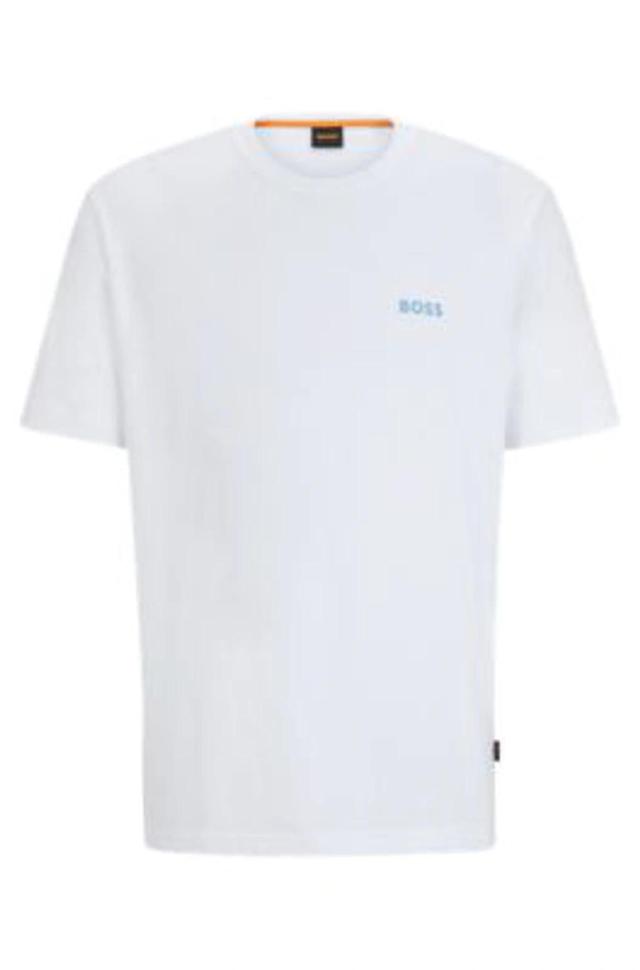 HUGO BOSS Cotton-jersey T-shirt With Decorative Reflective Artwork In Natural Product Image