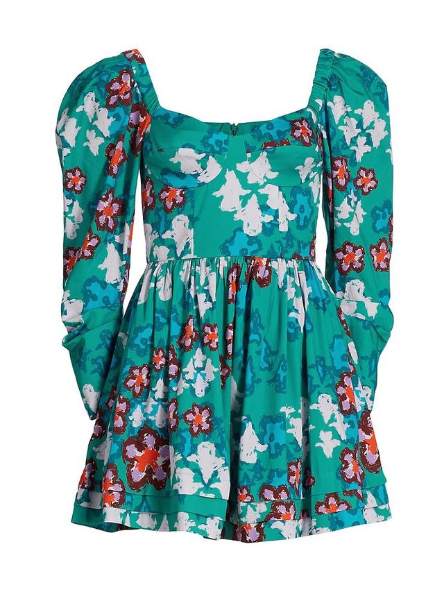 Womens Nina Floral Long-Sleeve Minidress Product Image