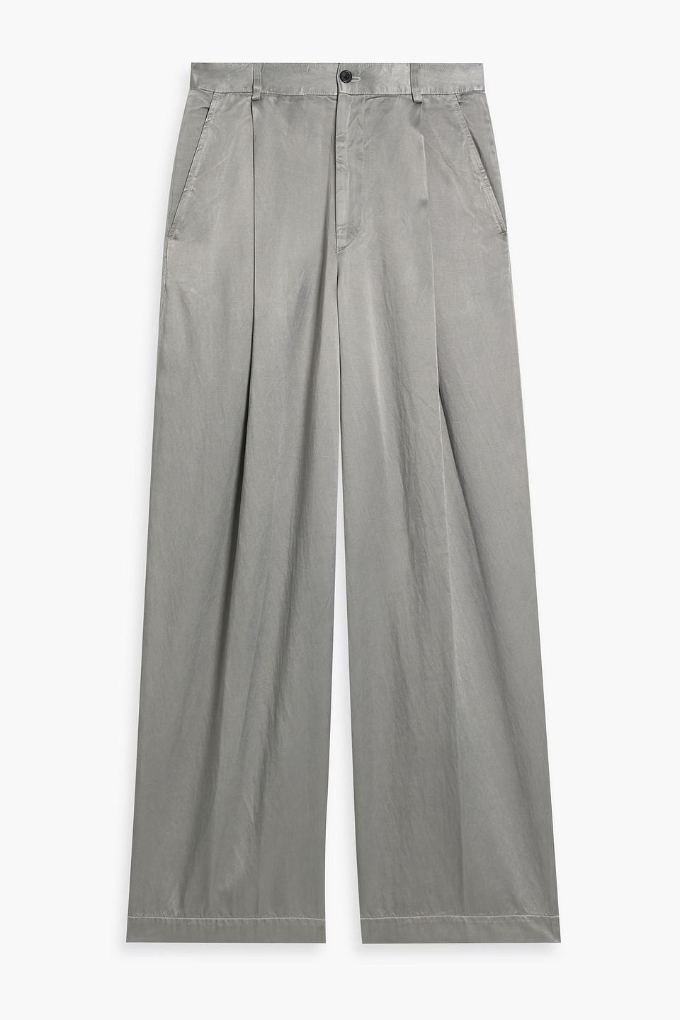 Cupro And Cotton-blend Twill Pants In Gray Product Image