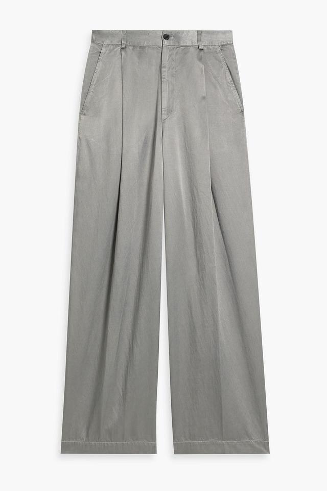 Cupro And Cotton-blend Twill Pants In Gray Product Image