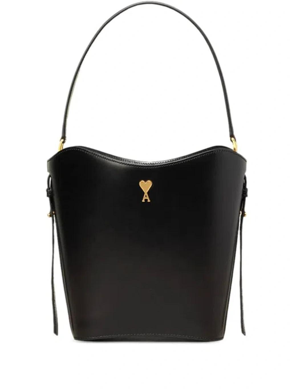 Paris Paris Leather Bucket Bag In Black Product Image