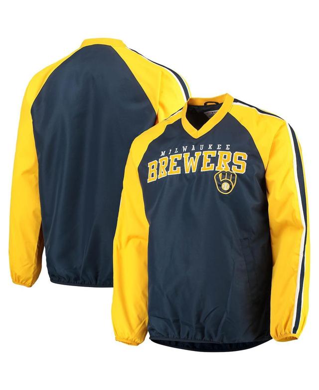 Mens G-III Sports by Carl Banks Navy/Gold Milwaukee Brewers Kickoff Raglan V-Neck Pullover Jacket BRW Blue Product Image