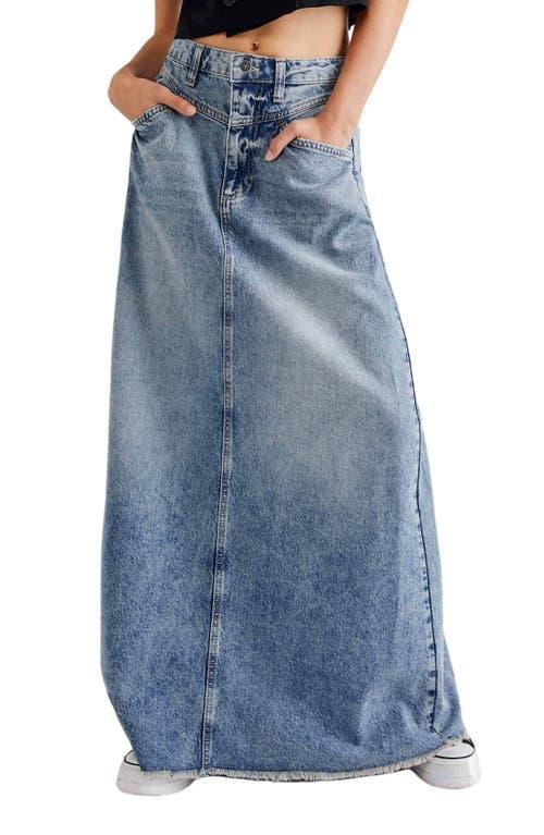 Free People Come As You Are Fray Hem Denim Maxi Skirt Product Image