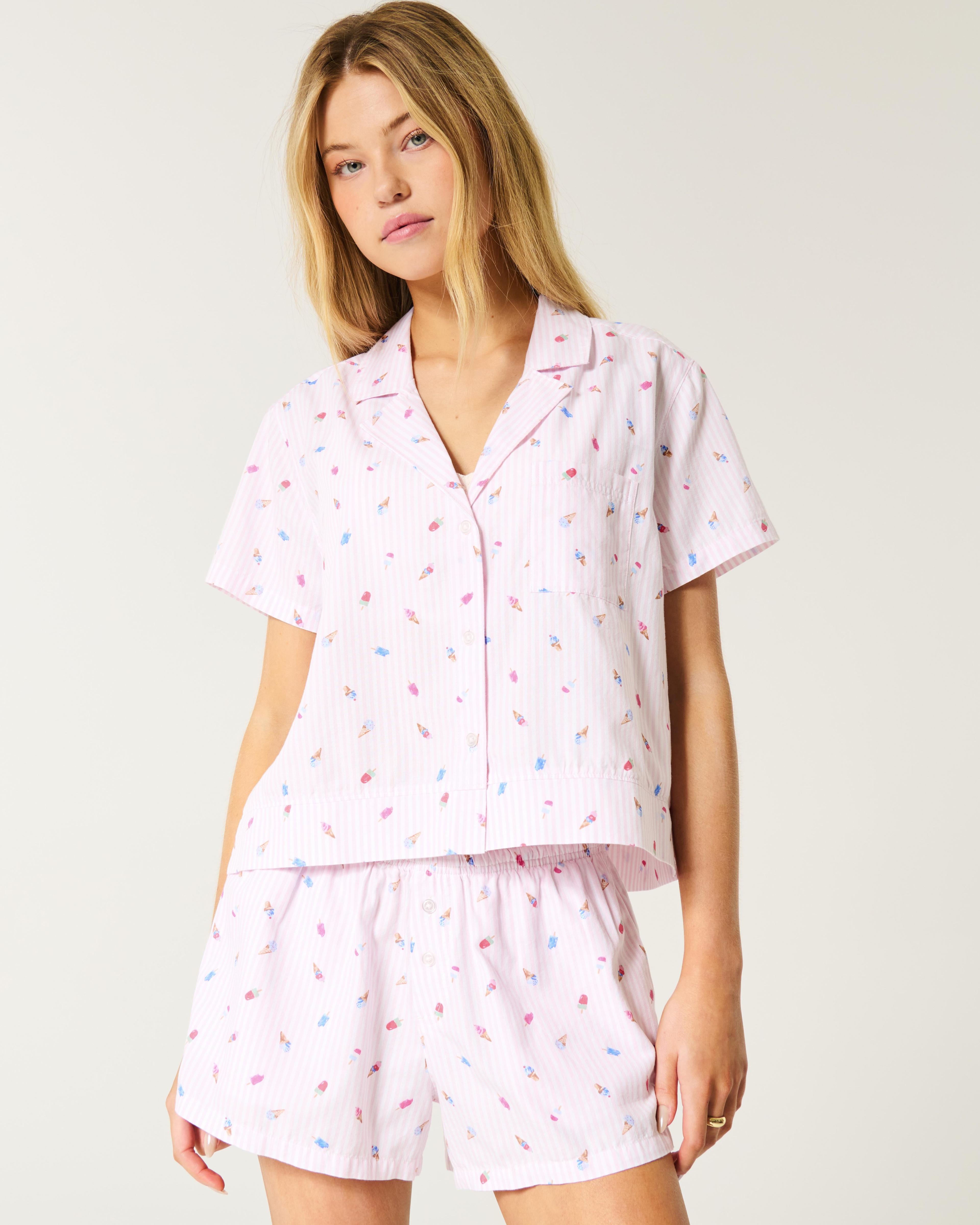 Short-Sleeve Button-Through Pajama Top Product Image