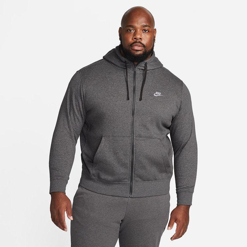 Nike Mens Nike Club Full-Zip Hoodie - Mens Anthracite/Charcoal Heather/White Product Image