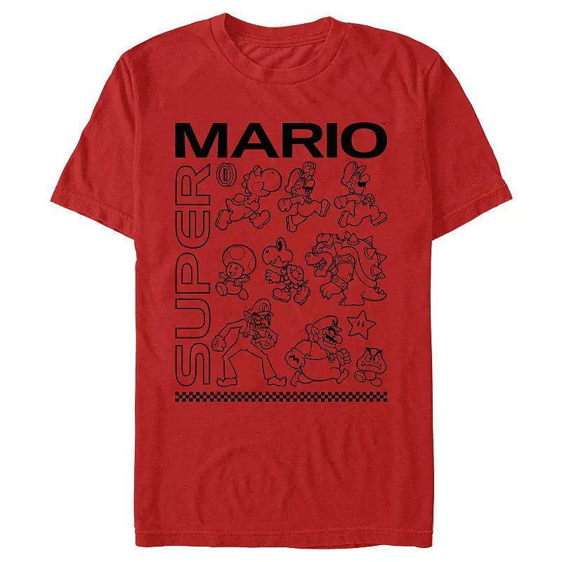 Mens Super Mario Bros Group Drawings Graphic Tee Product Image