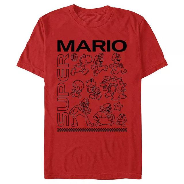 Mens Super Mario Bros Group Drawings Graphic Tee Product Image