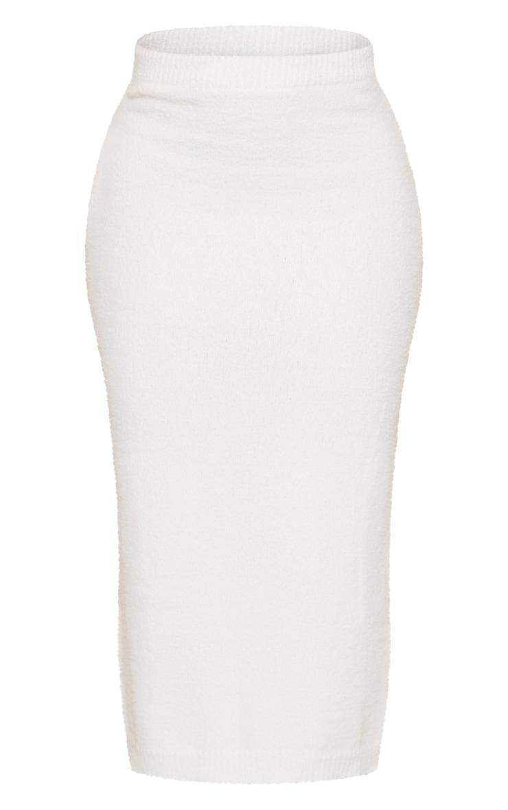 White Towel Knit Super Soft Maxi Skirt Product Image