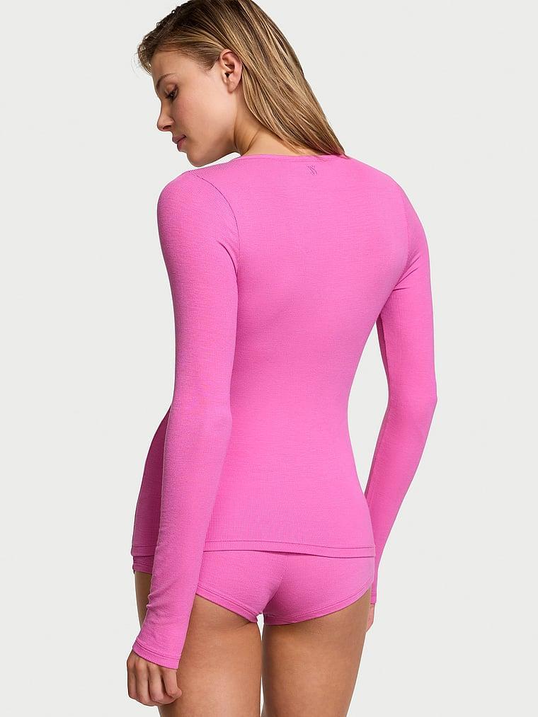 Ribbed Modal Scoop Long-Sleeve Shortie Set Product Image