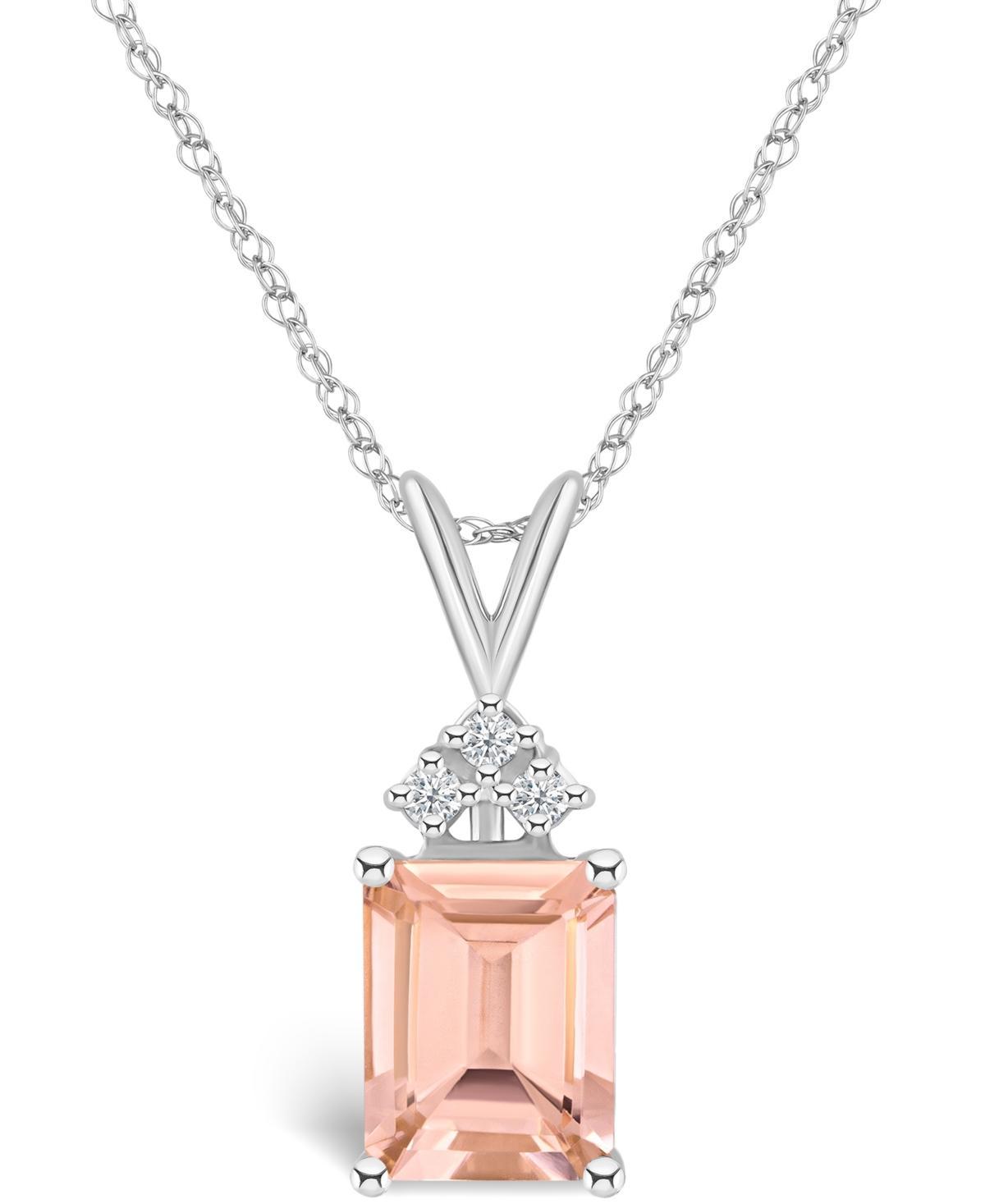 Celebration Gems 14k Gold Gemstone & 1/10 Carat T.W. Diamond Pendant Necklace, Womens Morganite Product Image