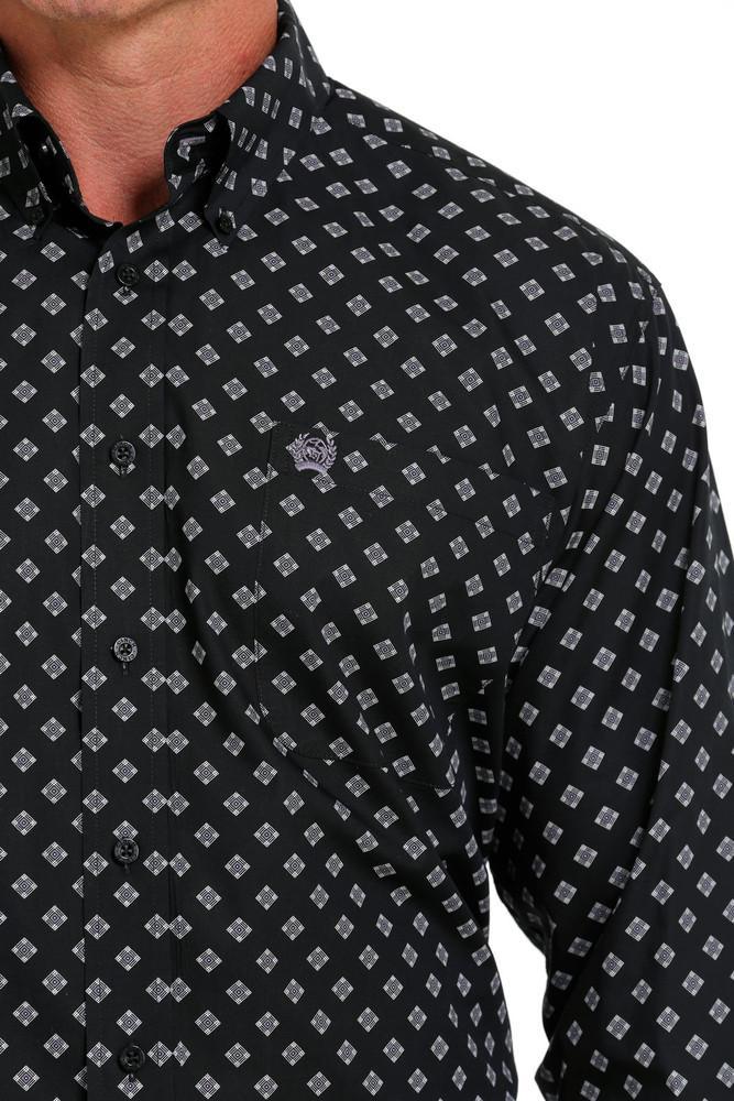 SALE Cinch® Men's L/S Black & Purple Diamond Print Button Shirt Product Image