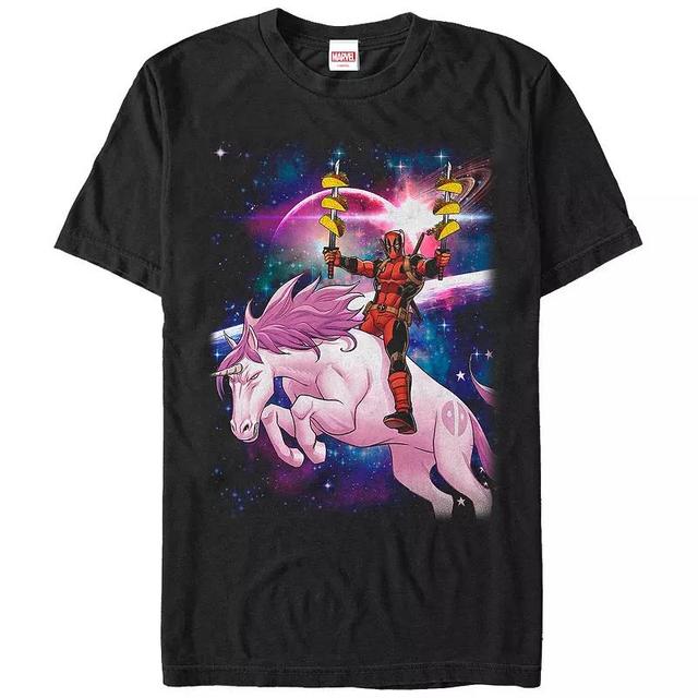 Mens Marvel Deadpool Pink Unicorn Ride Graphic Tee Product Image