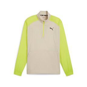 PUMA FIT Woven Men's Quarter Zip Sweater in Putty/Lime Pow Product Image