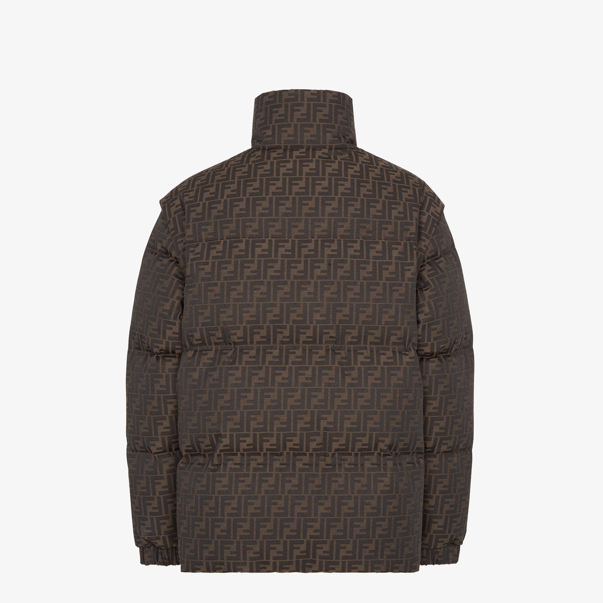 Puffer jacketBrown FF jacquard nylon puffer jacket Product Image