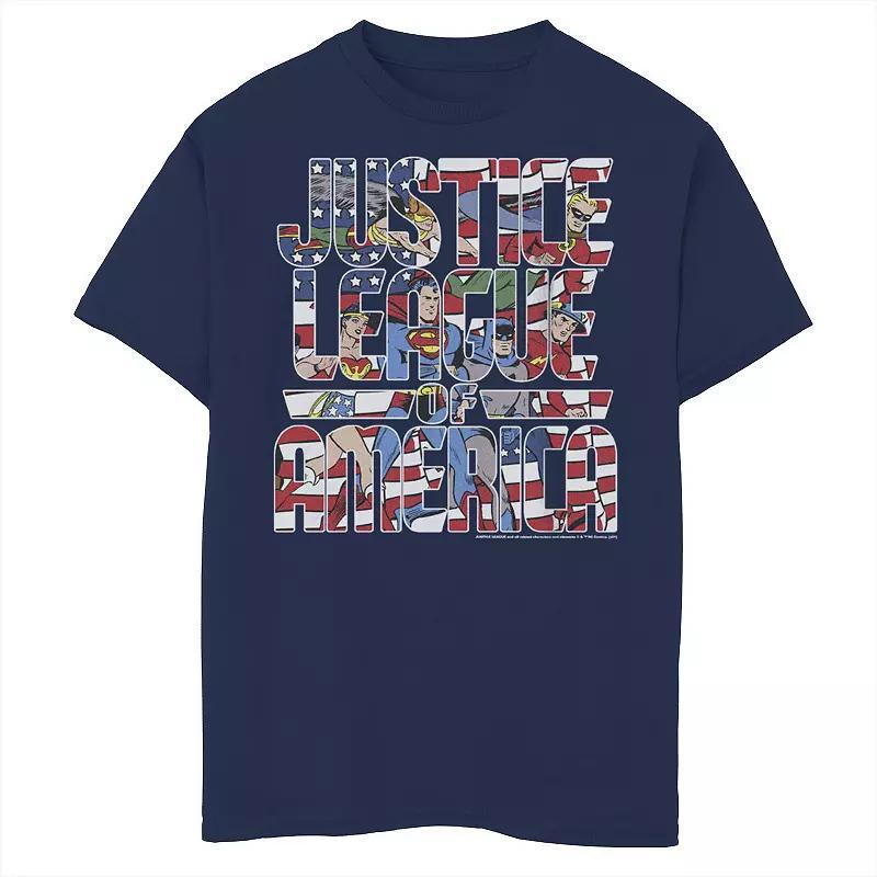 Boys 8-20 DC Comics Justice League Of America Logo Text Fill Tee, Boys Blue Product Image