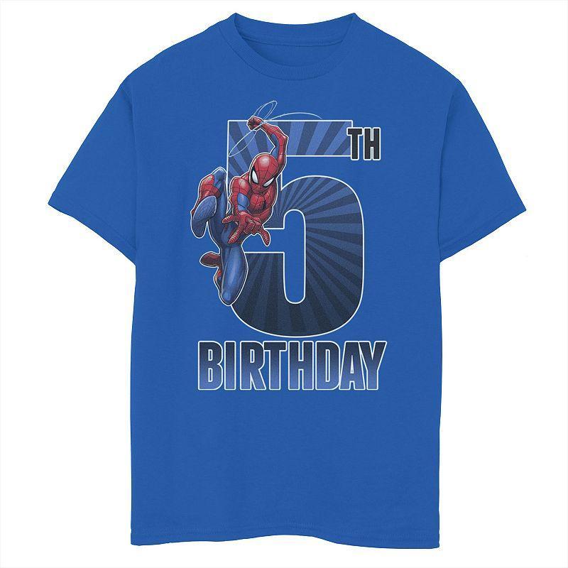 Boys 8-20 Marvel Spider-Man Swinging 5th Birthday Tee, Boys Product Image