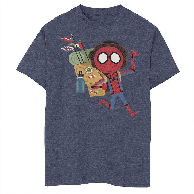 Boys 8-20 Marvel Spider-Man Far From Home Vacation Portrait Tee, Boys Navy Grey Product Image