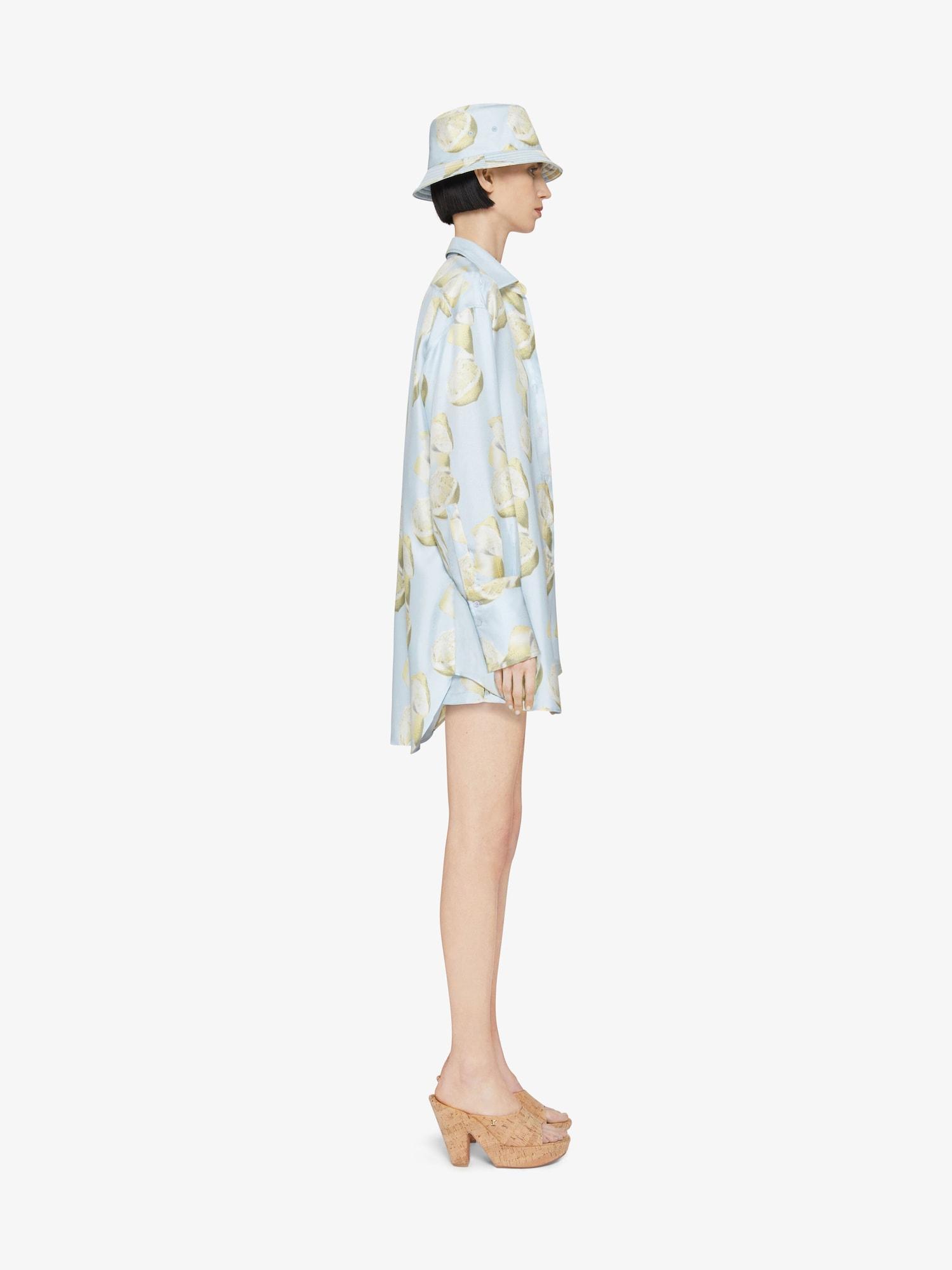 Oversized shirt in silk with lemon print Product Image