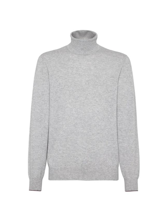 Men's Cashmere Turtleneck Sweater In Grey Product Image