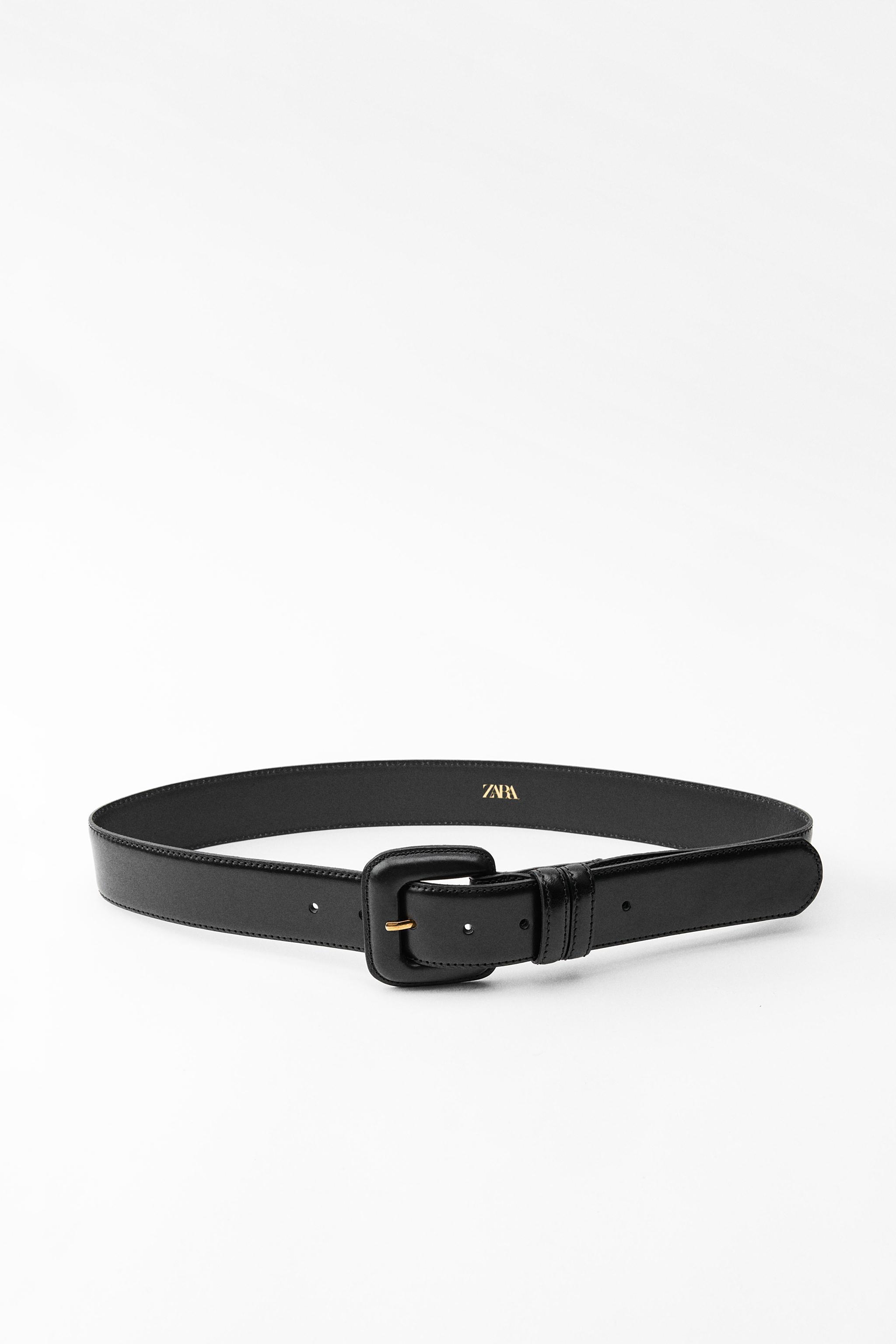 LEATHER BELT WITH SQUARE BUCKLE Product Image