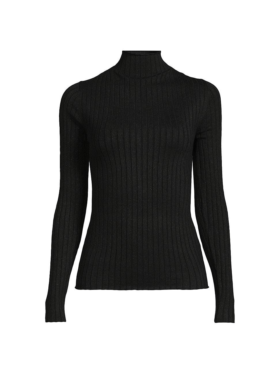 Womens Metallic Mock Turtleneck Sweater Product Image