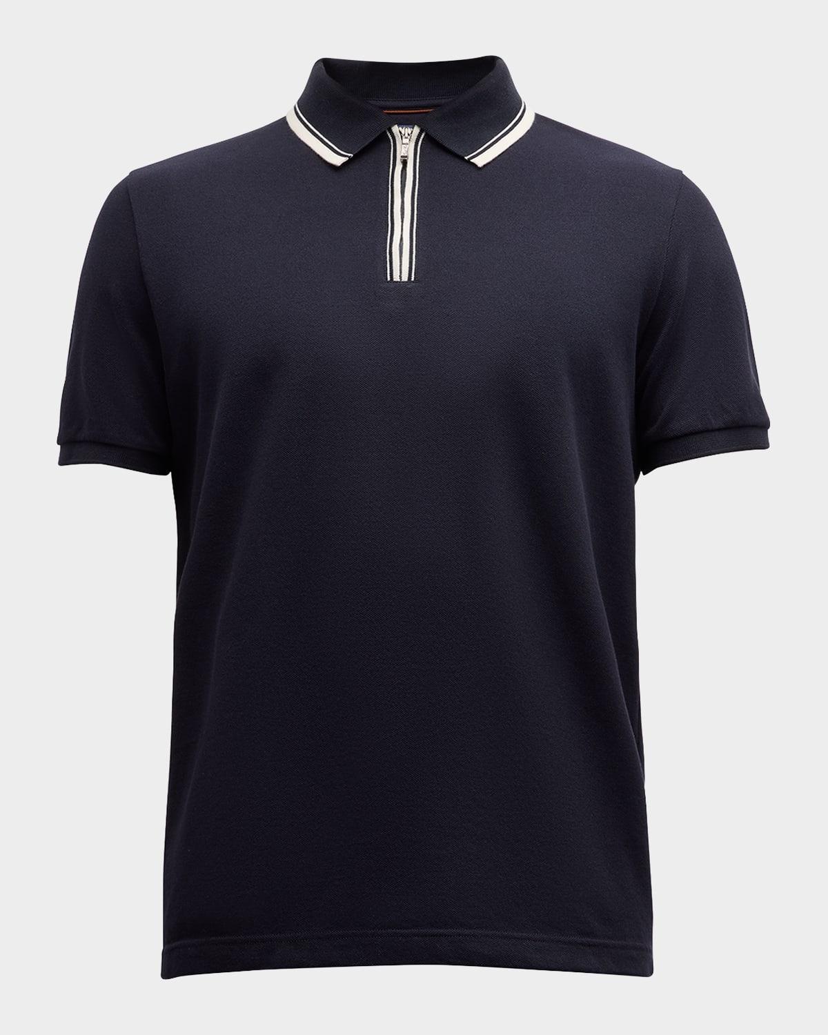 Men's Comfort Pique Quarter-Zip Polo Shirt Product Image