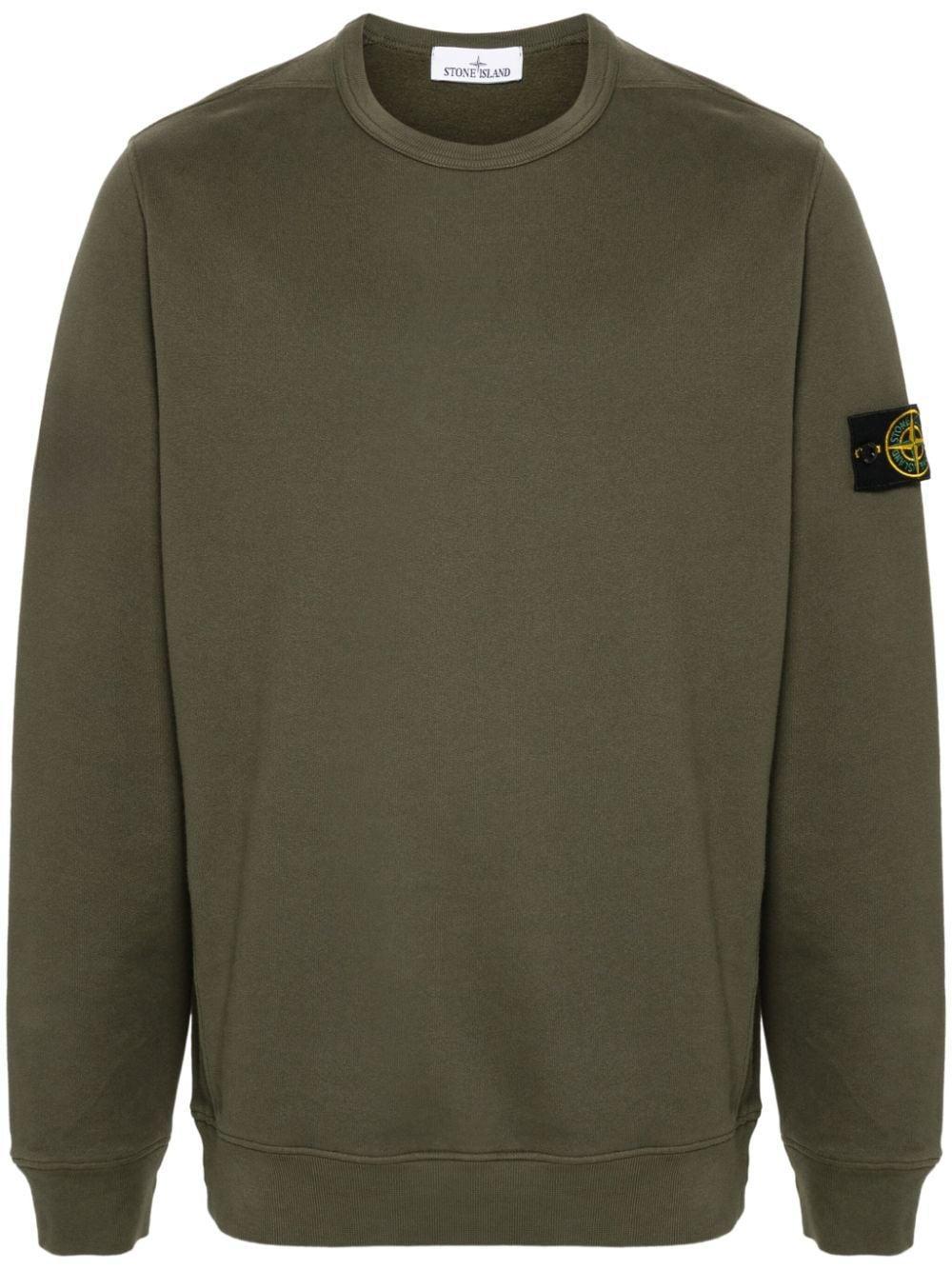 STONE ISLAND Logo Cotton Sweatshirt In Green Product Image