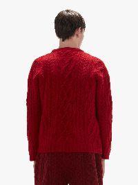 CABLE KNIT CREWNECK SWEATER in red | JW Anderson US  Product Image