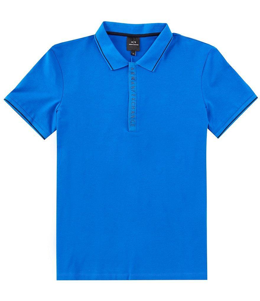 Armani Exchange Slim Fit Zipper Logo Short Sleeve Polo Shirt Product Image