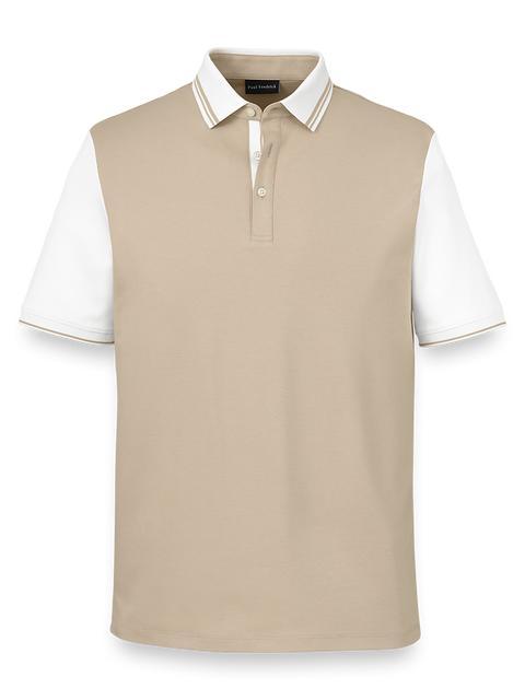 Cotton Three Button Polo - Tan Product Image