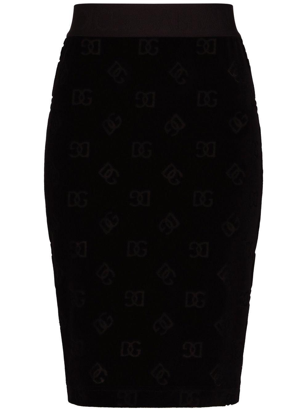 DOLCE & GABBANA Logo-print Bodycon Skirt In Nero Product Image