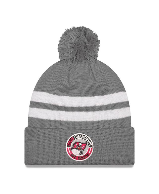 Mens New Era Gray Tampa Bay Buccaneers 2023 Nfc South Division Champions Cuffed Pom Knit Hat Product Image