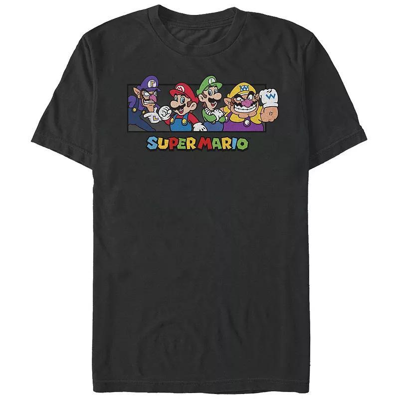 Mens Super Mario Bros. Character Collage Portrait Graphic Tee Athletic Grey Product Image