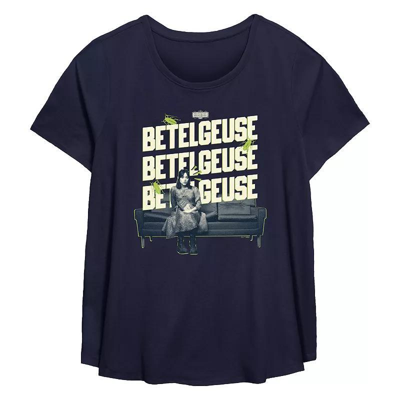 Plus Size Beetlejuice 2 Astrid On A Couch Flowy Graphic Tee, Womens Blue Product Image