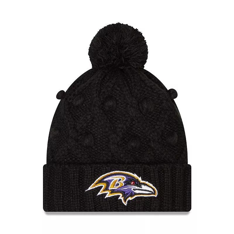 Womens New Era Baltimore Ravens Toasty Cuffed Knit Hat with Pom Product Image