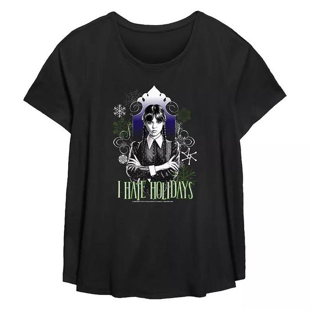 Plus Size Wednesday I Hate Holidays Flowy Graphic Tee, Womens Product Image