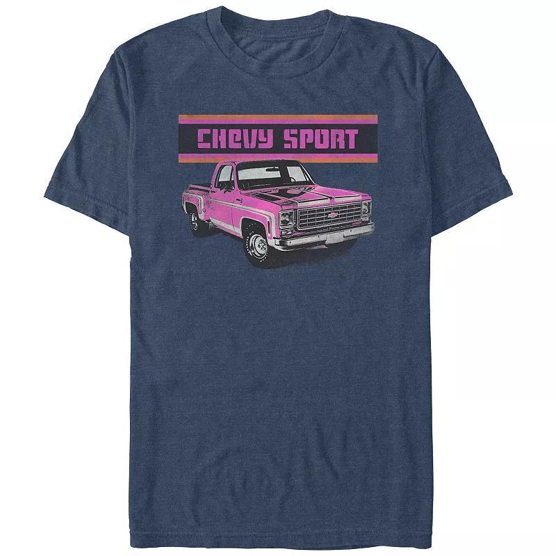 Mens Chevy Sport Pink Truck Graphic Tee Navy Grey Product Image